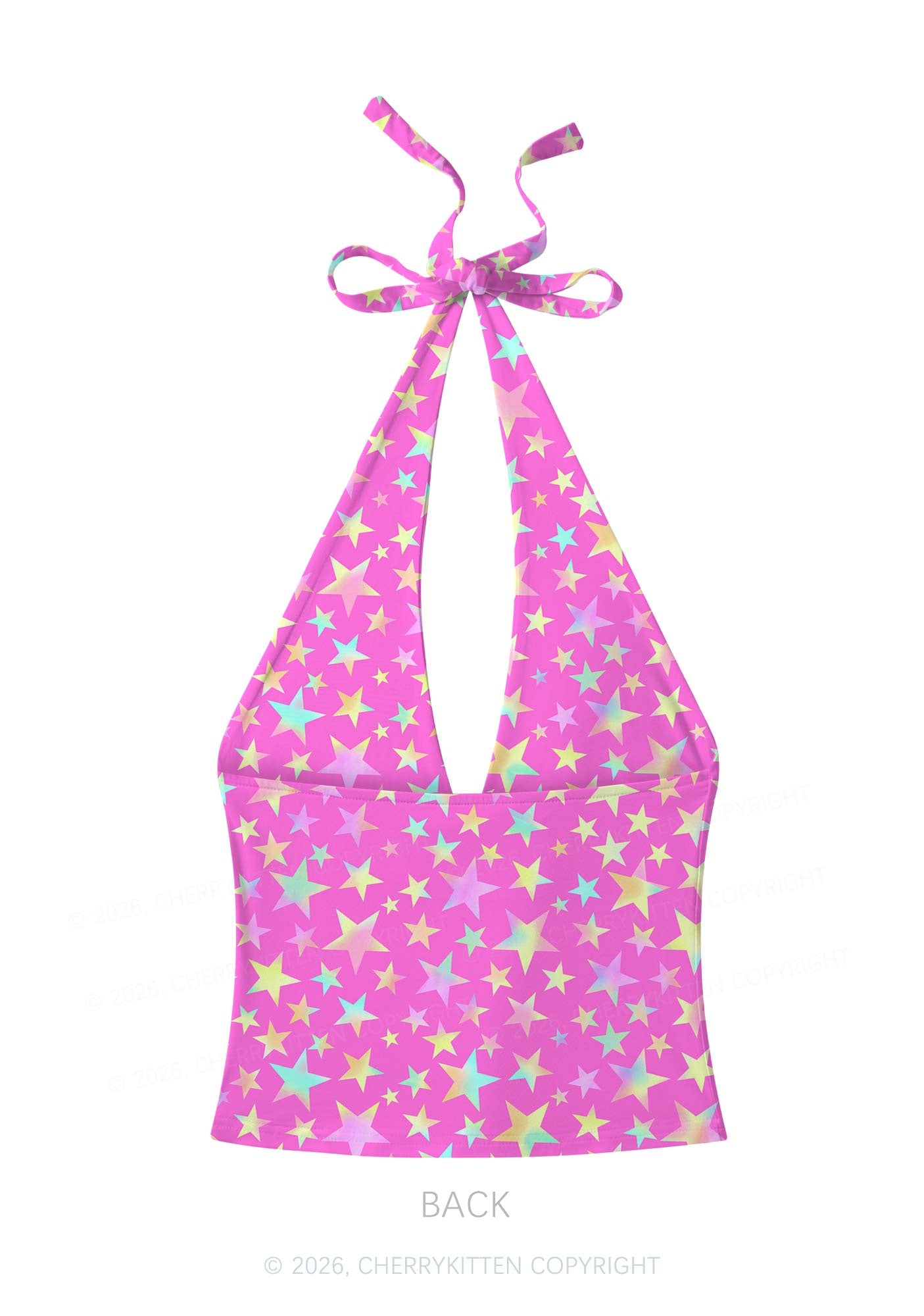 Hot Pink Alpha Male Pride Y2K Print Halter Deep V Neck Cami Cherrykitten