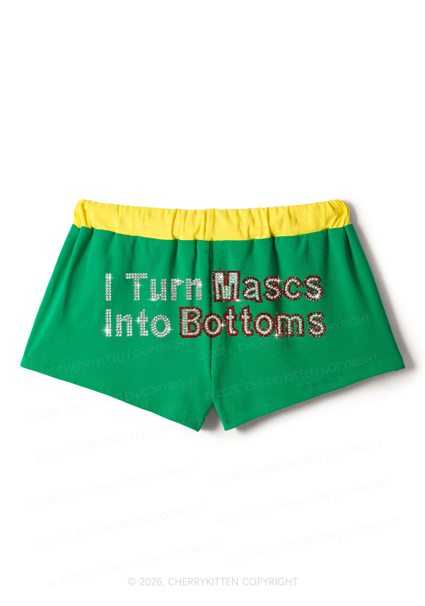 Rhinestone I Turn Mascs Into Bottoms Y2K Drawstring Mini Shorts Cherrykitten