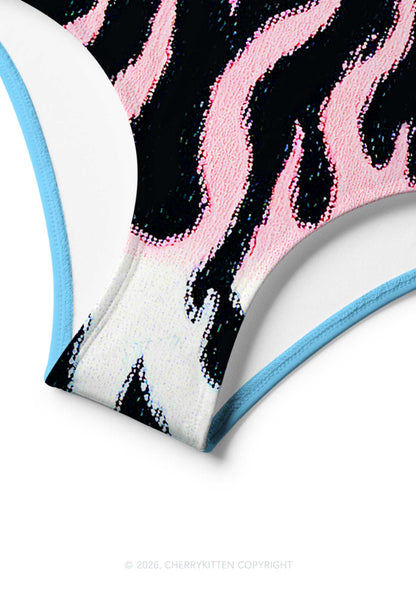 Trans Flame Pride Y2K Print Bikini Set Cherrykitten