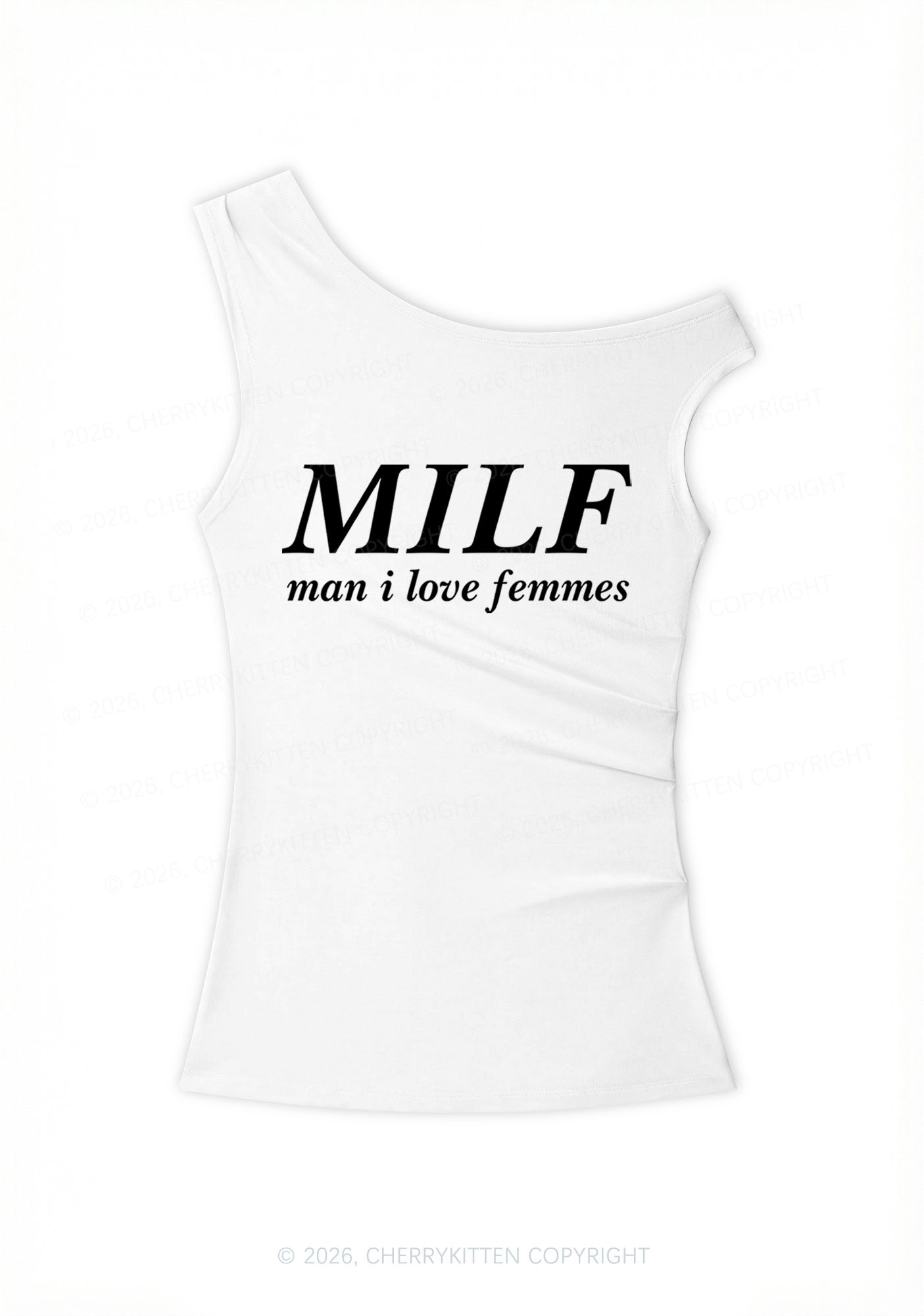 Man I Love Femme Pride Y2K Off Shoulder Tank Top Cherrykitten