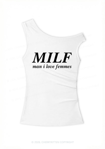 Man I Love Femme Pride Y2K Off Shoulder Tank Top Cherrykitten