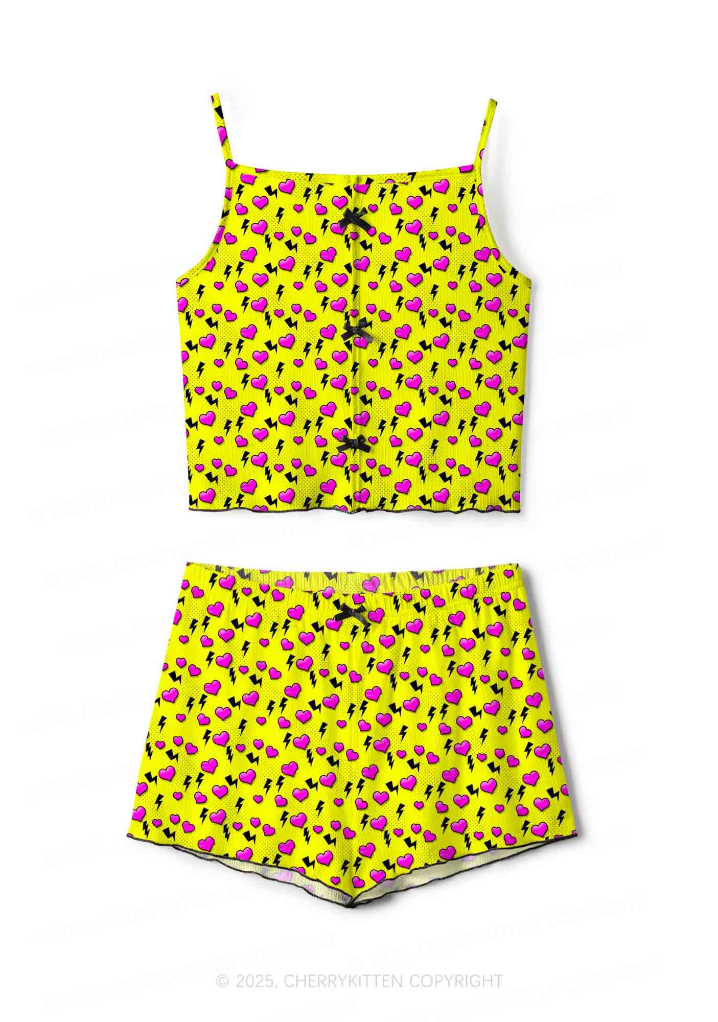 Heart Flash Valentine's Day Y2K Print Cami Shorts Pajama Set Cherrykitten
