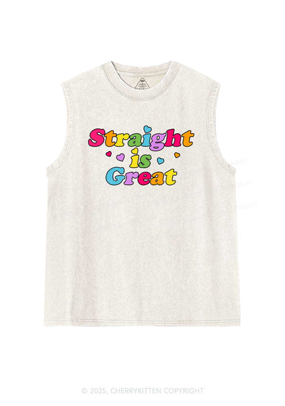Straight Is Great Pride Y2K Washed Muscle Tank Cherrykitten