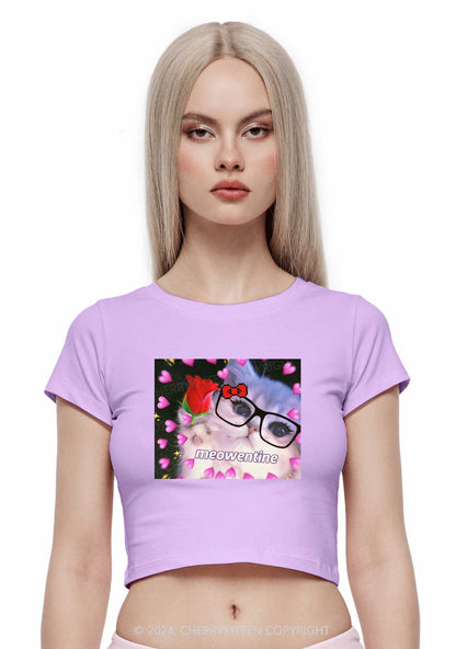 Meowentine Kitten Y2K Valentine's Day Baby Tee Cherrykitten