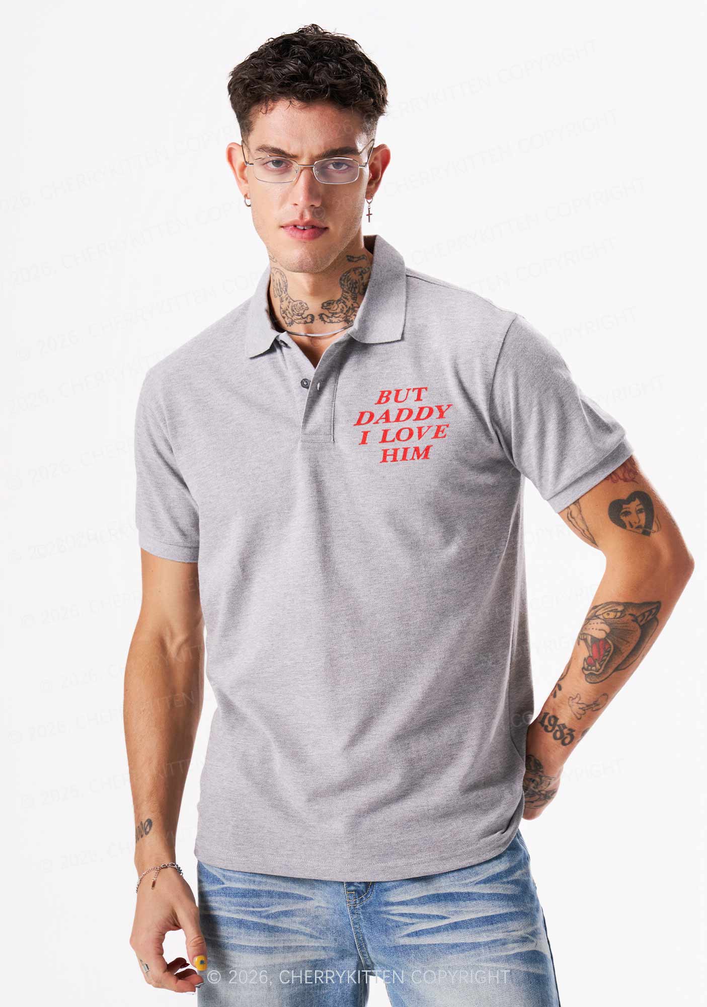 Embroidered But Daddy I Love Him Y2K Polo Shirts Cherrykitten