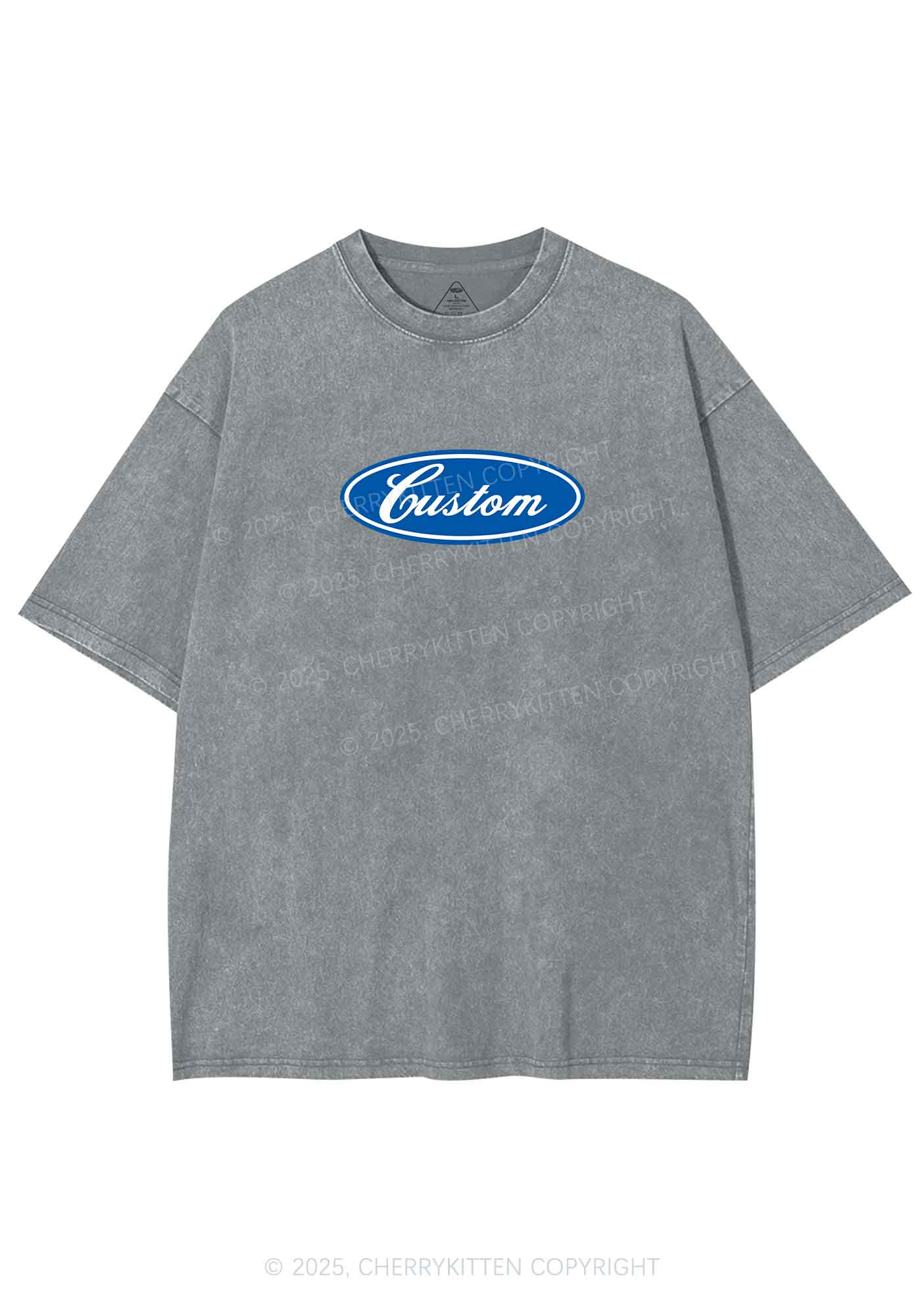 Oval Custom Text Y2K Shirts Washed Tee Cherrykitten