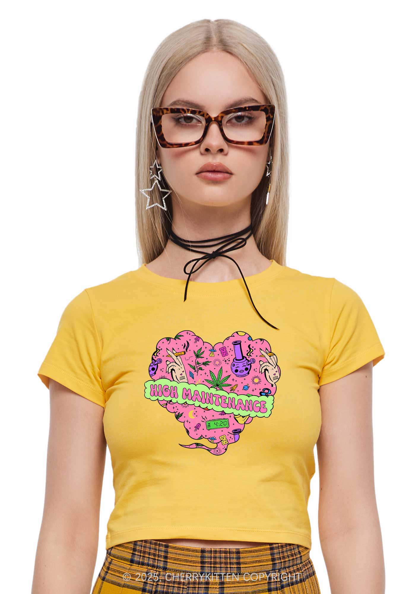 High Maintenance Heart Y2K Baby Tee Cherrykitten