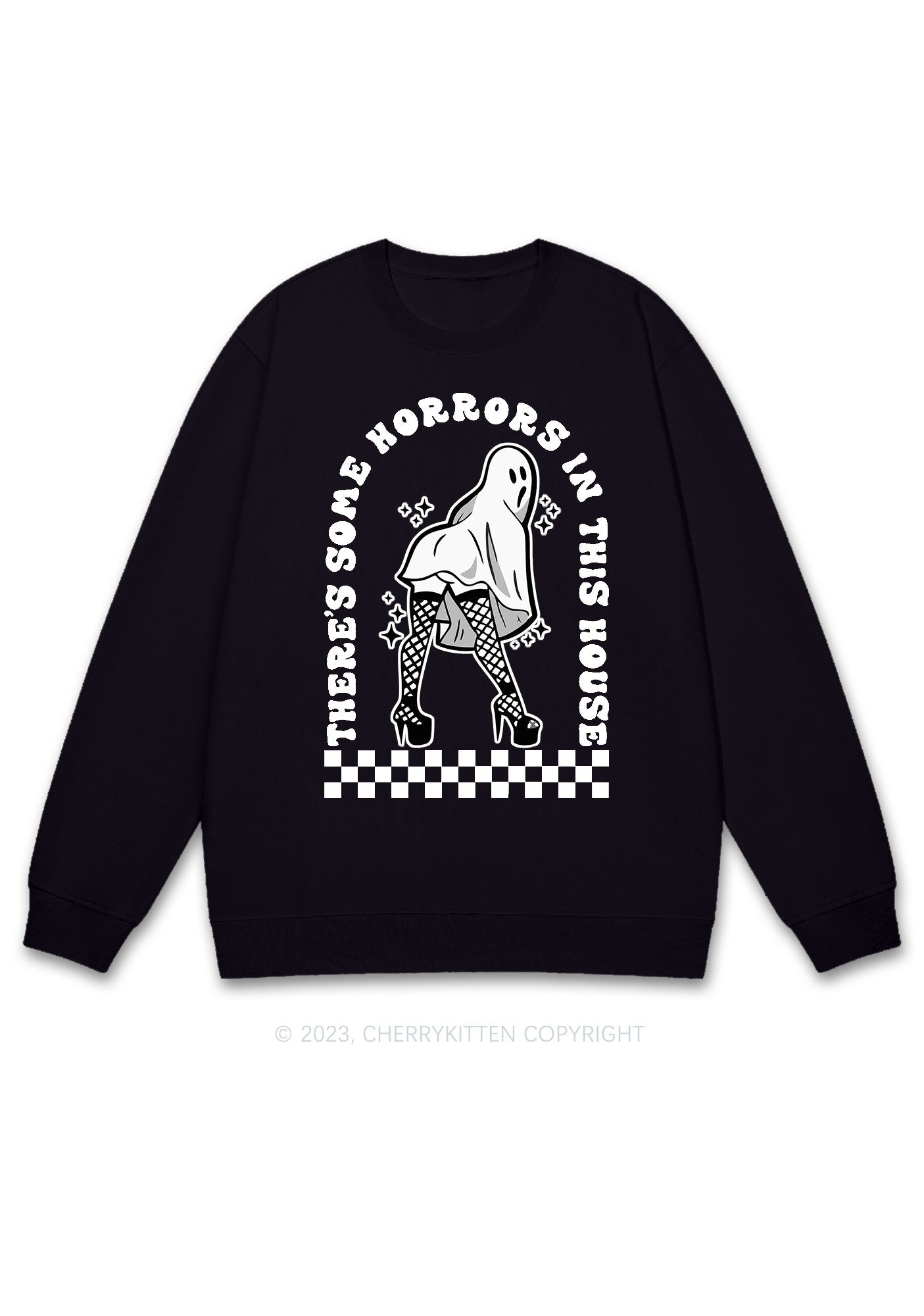 There's Some Horrors In This House Halloween Y2K Sweatshirt Cherrykitten