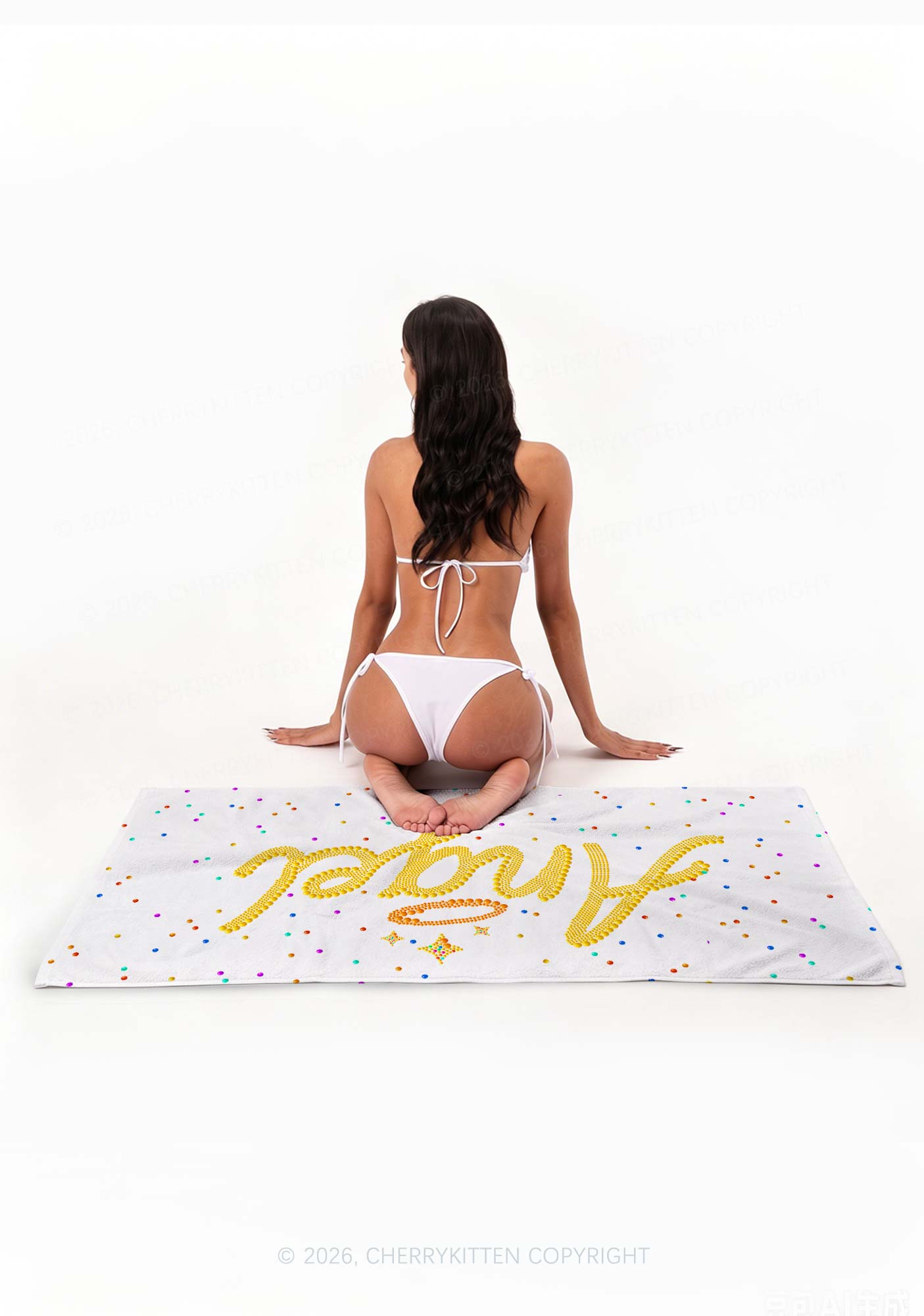 Rainbow Dots Angel Y2K Beach Towel Cherrykitten