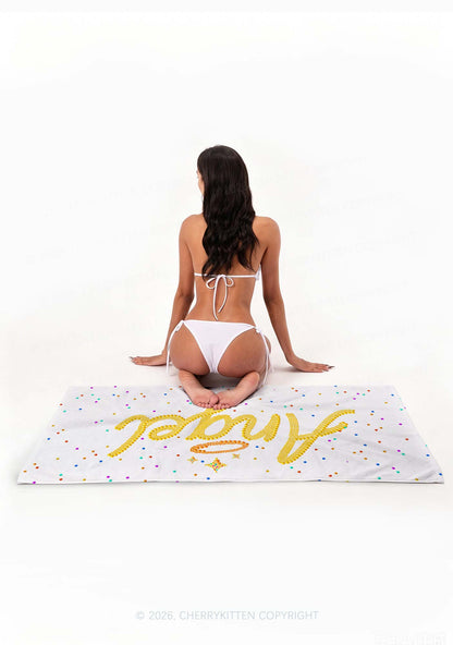Rainbow Dots Angel Y2K Beach Towel Cherrykitten