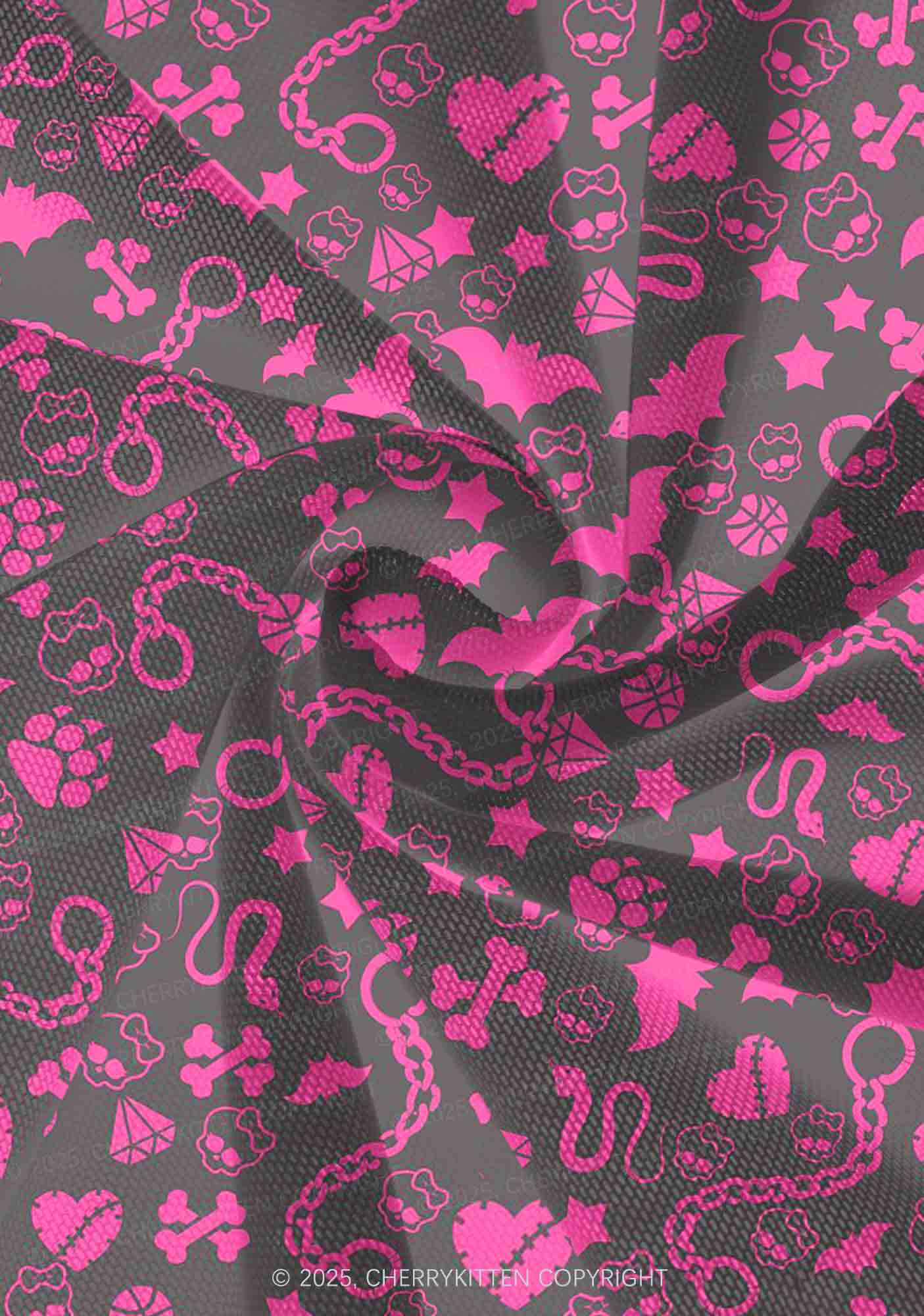 Chains And Bats Valentine's Day Y2K Print Mini Layered Skirt Cherrykitten