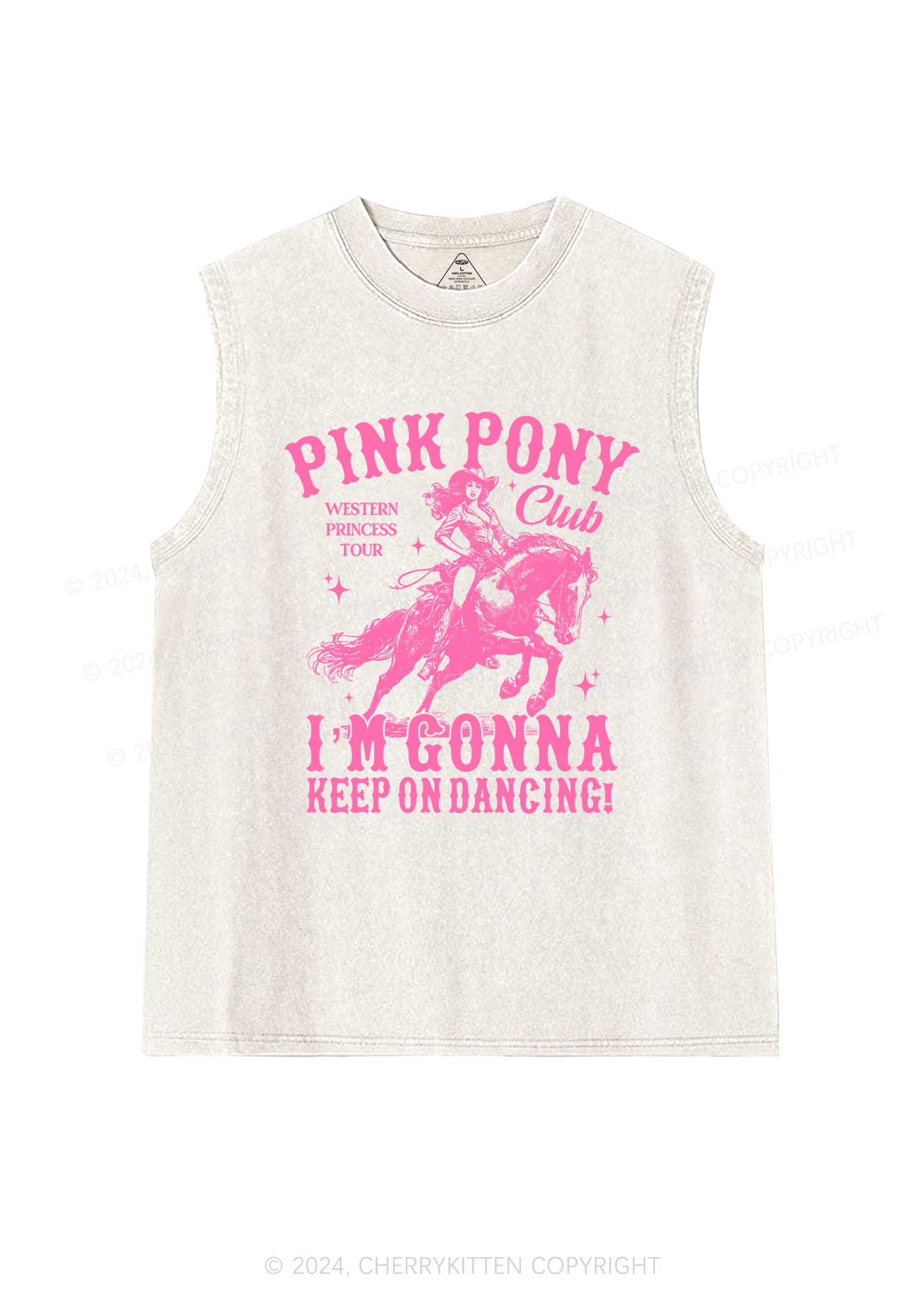 Im Gonna Keep On Dancing Y2K Washed Tank Cherrykitten