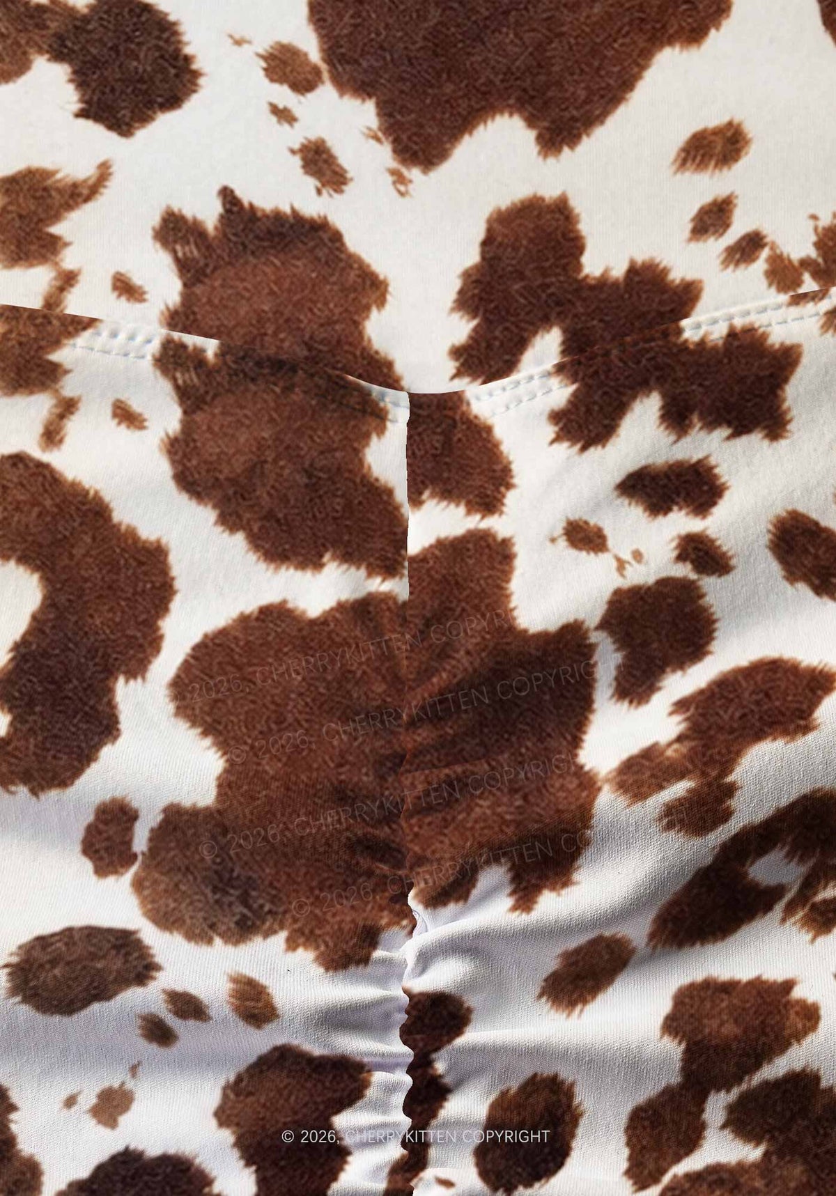 Brown And White Cow Dots Y2K Print Gym Shorts Cherrykitten