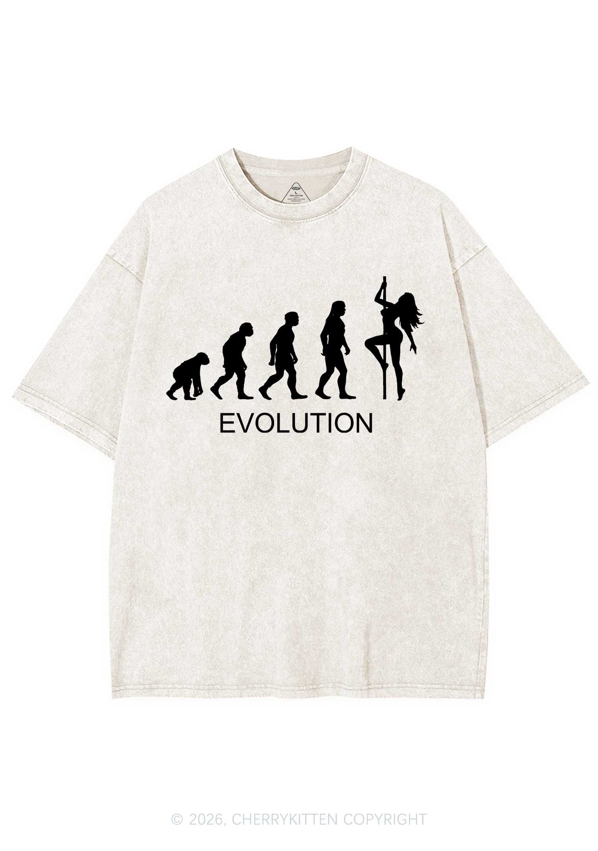 Evolution Pole Dancer Silhouette Y2K Shirts Washed Tee Cherrykitten