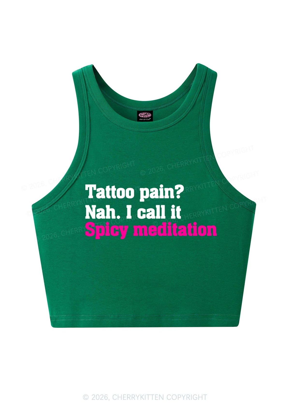 Tattoo Pain Spicy Meditation Y2K Crop Tank Top Cherrykitten