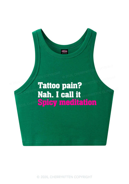Tattoo Pain Spicy Meditation Y2K Crop Tank Top Cherrykitten