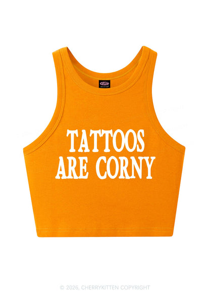 Tattoos Are Corny Y2K Crop Tank Top Cherrykitten