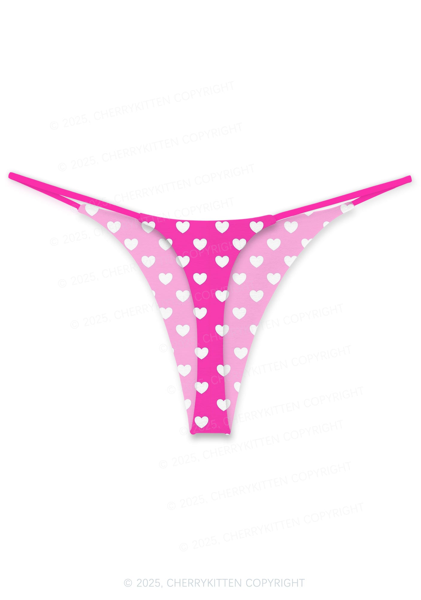 White Heart On Pink Valentine's Day Y2K Print Couples Thong Set Cherrykitten