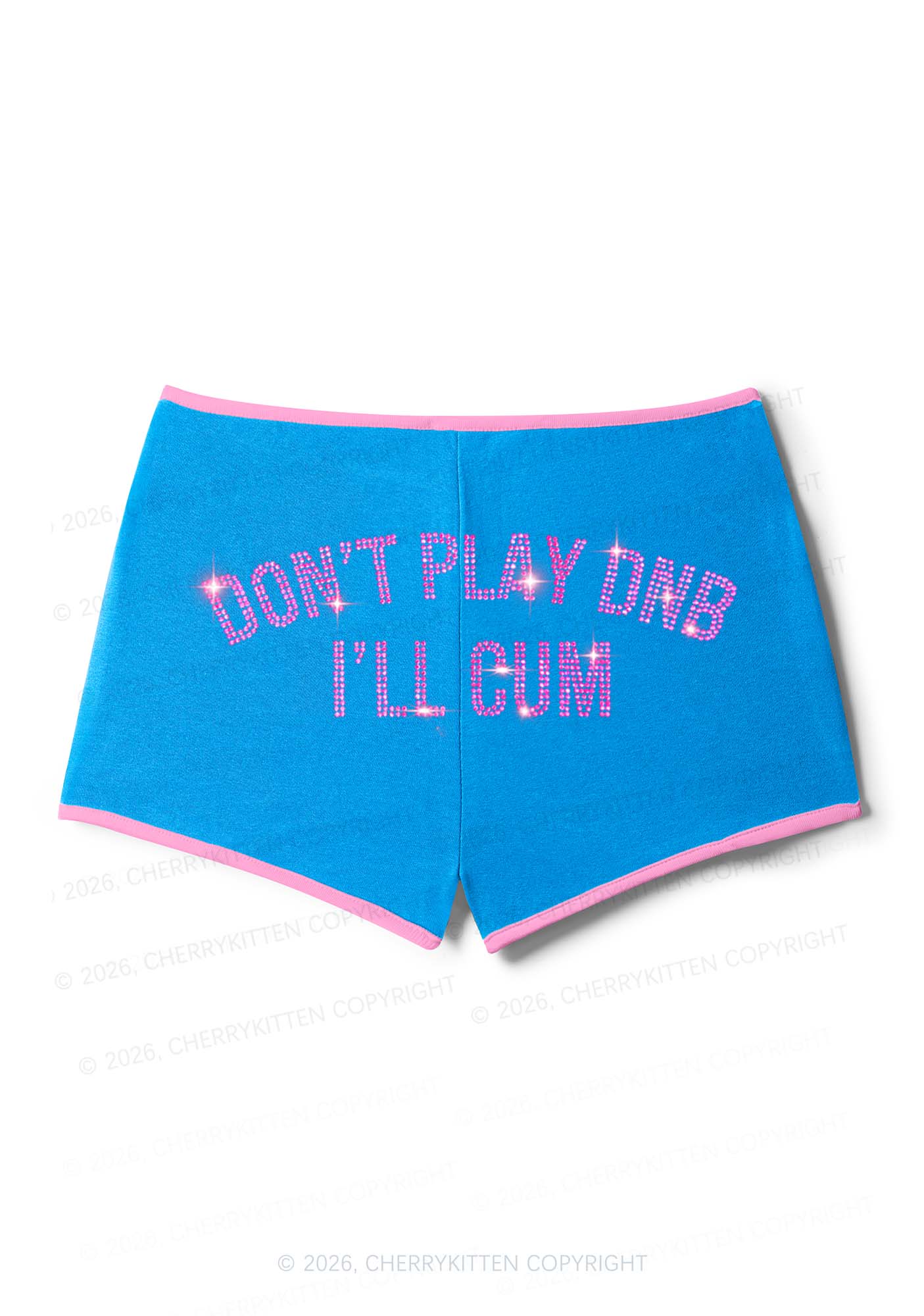 Rhinestone Dont Play DNB Y2K Booty Shorts Cherrykitten