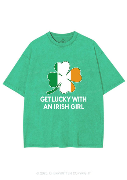 Get Lucky Irish Girl St Patricks Y2K Washed Tee Cherrykitten