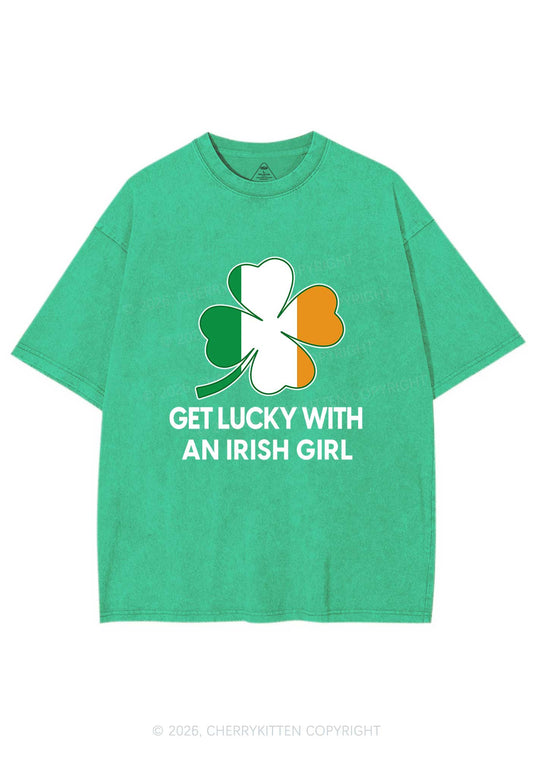 Get Lucky Irish Girl St Patricks Y2K Washed Tee Cherrykitten