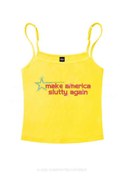 Rhinestone Make America Slxtty Again Y2K Spaghetti Strap Cami Cherrykitten