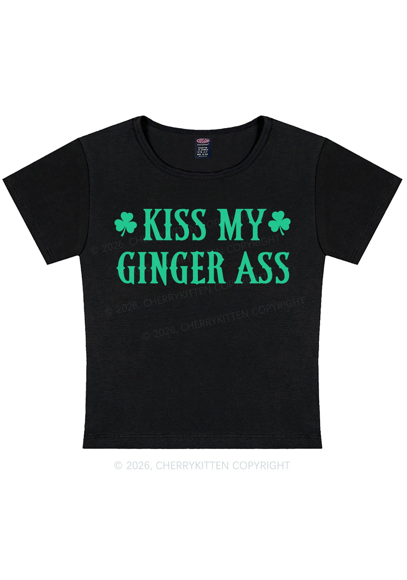 Kiss My Ginger Axx St Patricks Y2K Baby Tee Cherrykitten