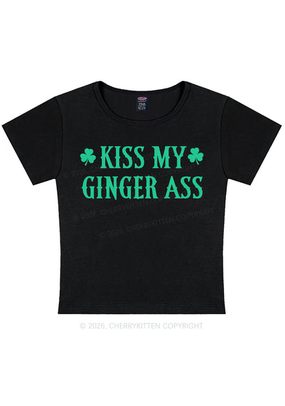 Kiss My Ginger Axx St Patricks Y2K Baby Tee Cherrykitten