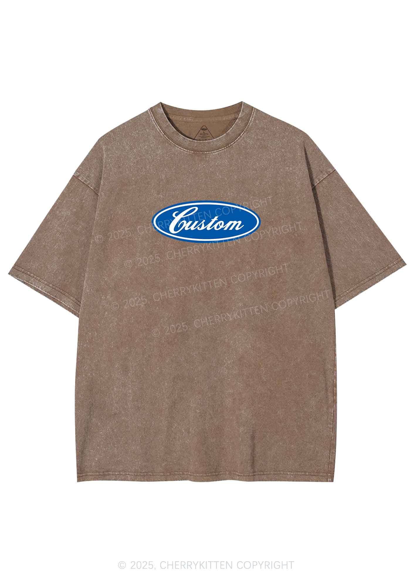 Oval Custom Text Y2K Shirts Washed Tee Cherrykitten