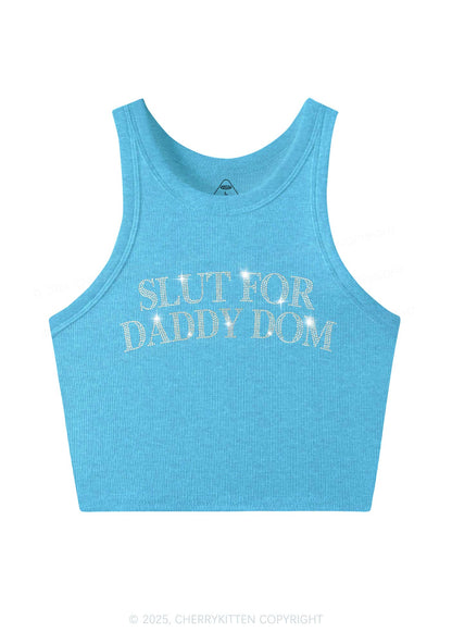 Rhinestone Slxt For Daddy Dom Y2K Crop Tank Top Cherrykitten