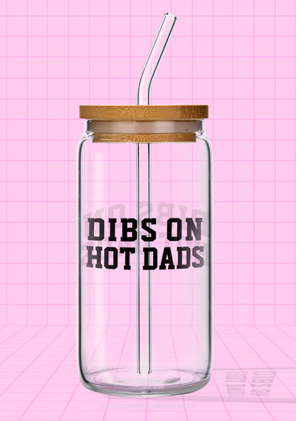 Dibs On Hot Dads Y2K Printed Glass Cup Cherrykitten