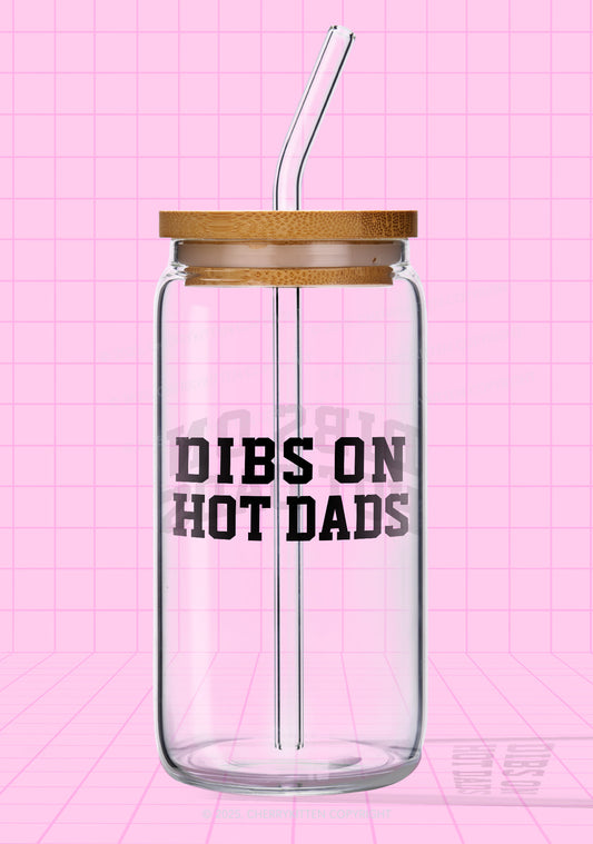Dibs On Hot Dads Y2K Printed Glass Cup Cherrykitten