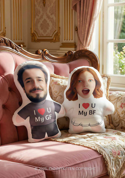 Custom Couple Photo Y2K Ugly Pillow Cherrykitten