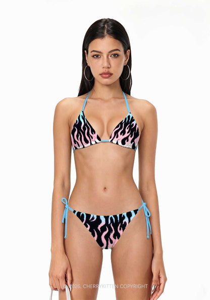 Trans Flame Pride Y2K Print Bikini Set Cherrykitten