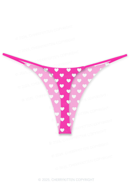 White Heart On Pink Valentine's Day Y2K Print Couples Boxer Thong Set Cherrykitten