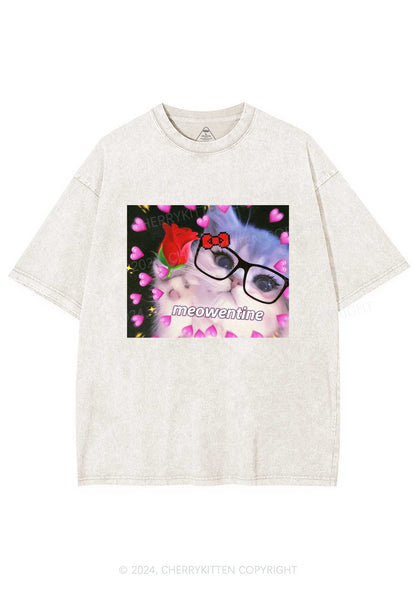 Meowentine Kitten Y2K Valentine's Day Washed Tee Cherrykitten