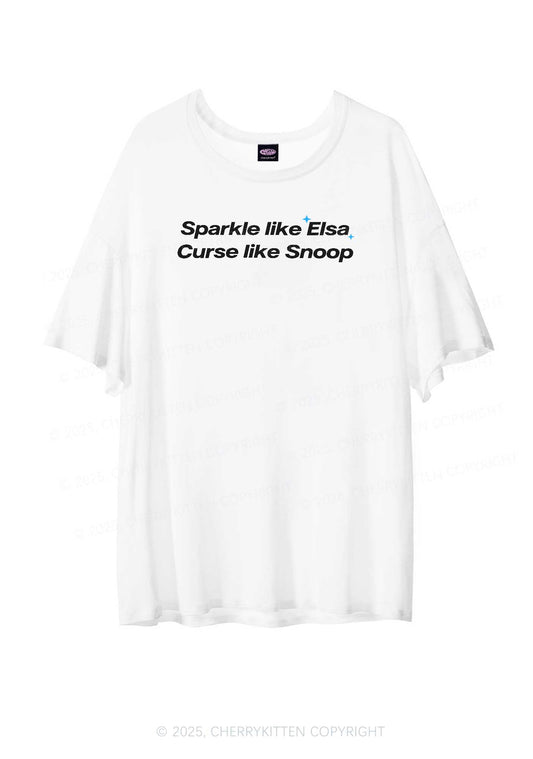 Sparkle Like Princess Y2K Sheer Boyfriend Tee Cherrykitten