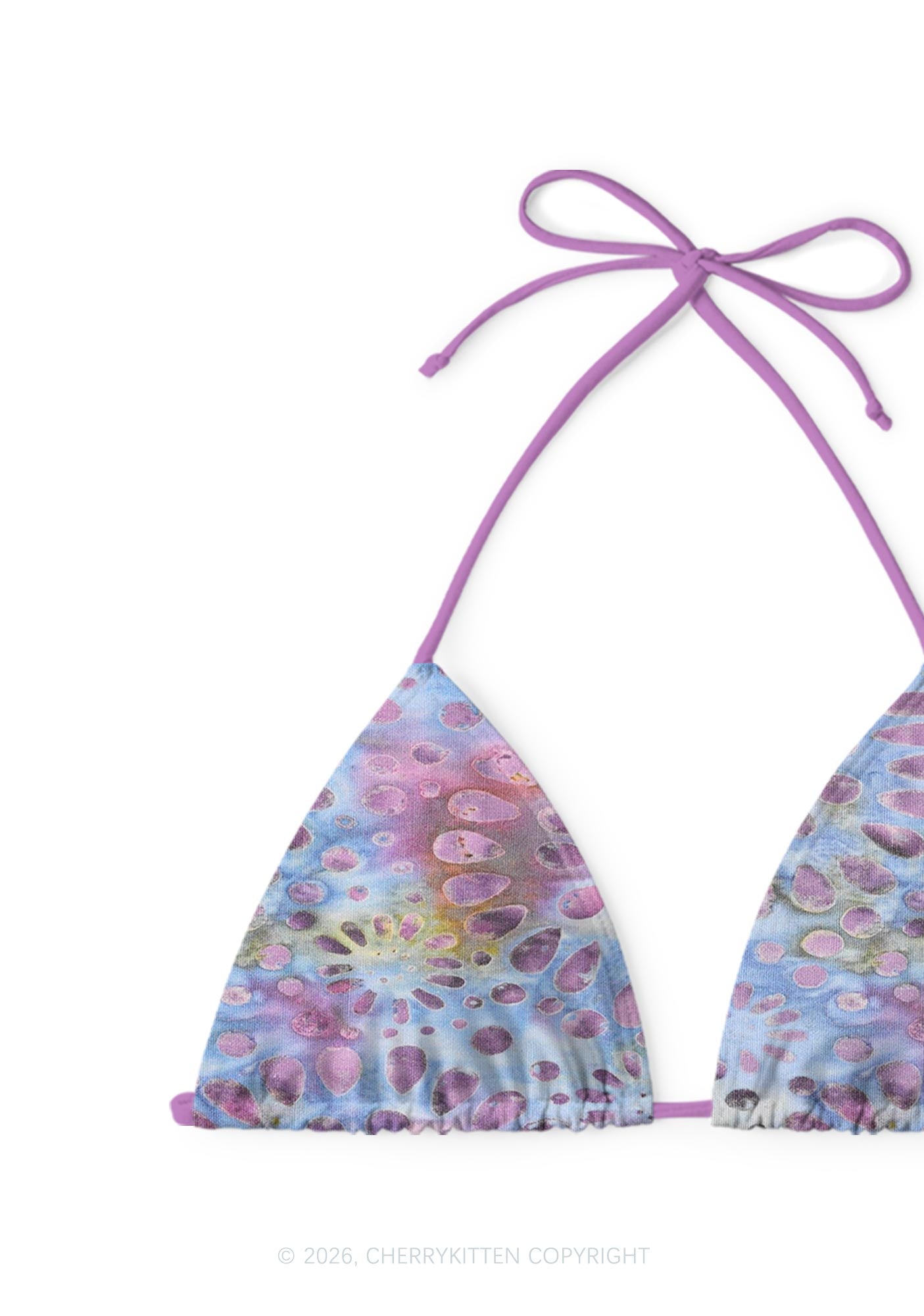 Purple Fluid Spotted Y2K Print Bikini Set Cherrykitten