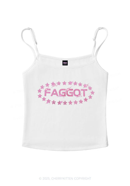 Rhinestone Pink Faggot Stars Pride Y2K Spaghetti Strap Cami Cherrykitten