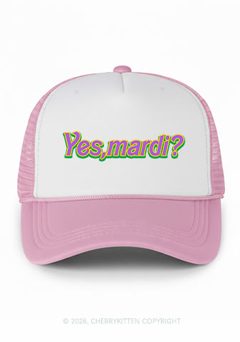 Yes Mardi Y2K Colorblock Trucker Hat Cherrykitten