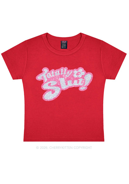 Glitter Totally Slxt Y2K Baby Tee Cherrykitten