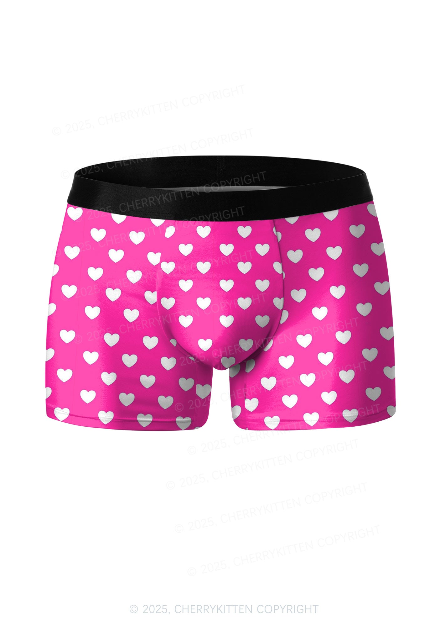 White Heart On Pink Valentine's Day Y2K Print Couples Boxer Thong Set Cherrykitten