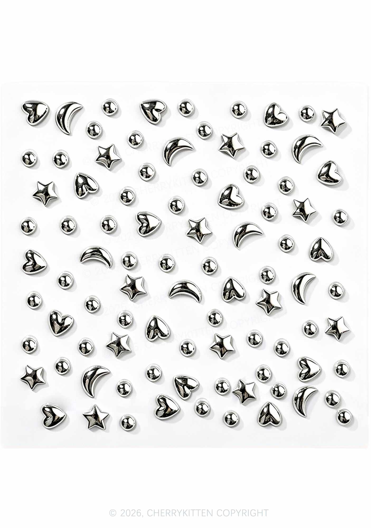 1pc Silver Gothic Studs Y2K Fake Face Piercings Cherrykitten