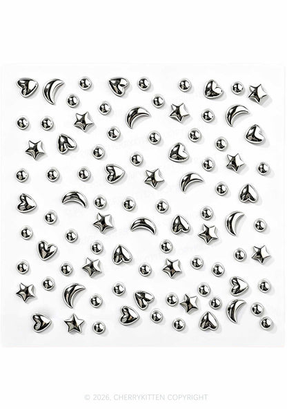 1pc Silver Gothic Studs Y2K Fake Face Piercings Cherrykitten