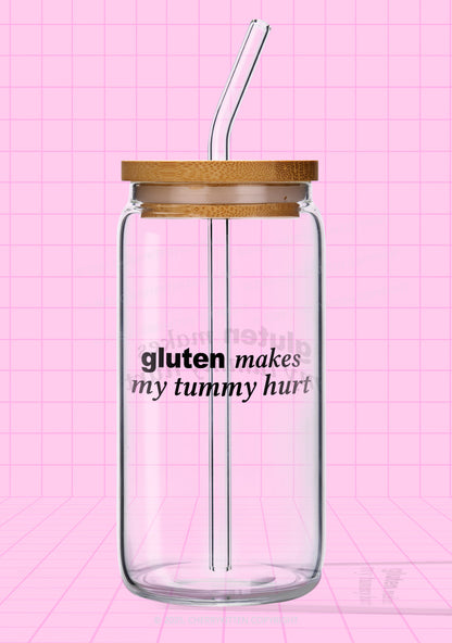 Gluten Makes Tummy Hurt Y2K Printed Glass Cup Cherrykitten