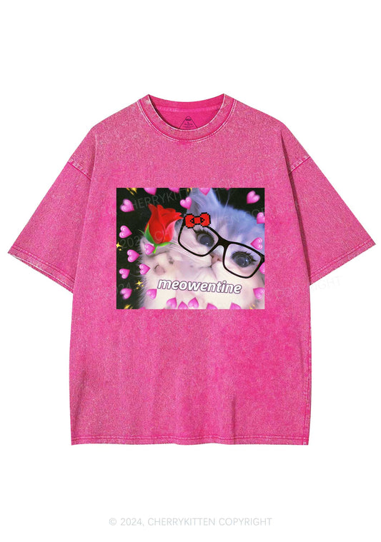 Meowentine Kitten Y2K Valentine's Day Washed Tee Cherrykitten