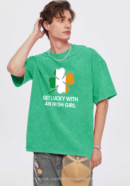 Get Lucky Irish Girl St Patricks Y2K Washed Tee Cherrykitten