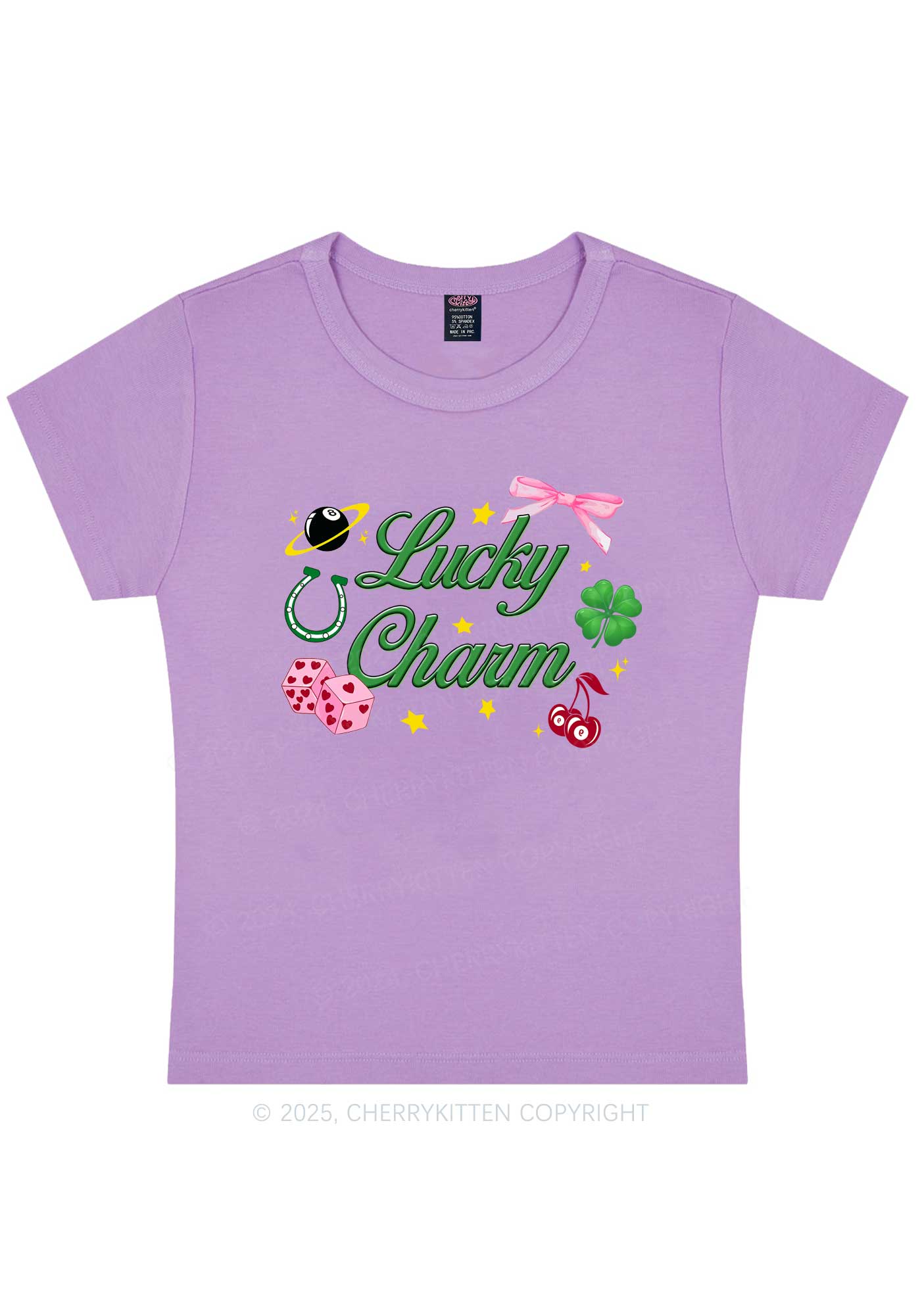 Lucky Charm St Patricks Y2K Baby Tee Cherrykitten