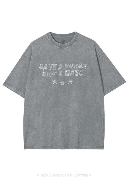 Rhinestone Ride A Masc Pride Y2K Shirts Washed Tee Cherrykitten