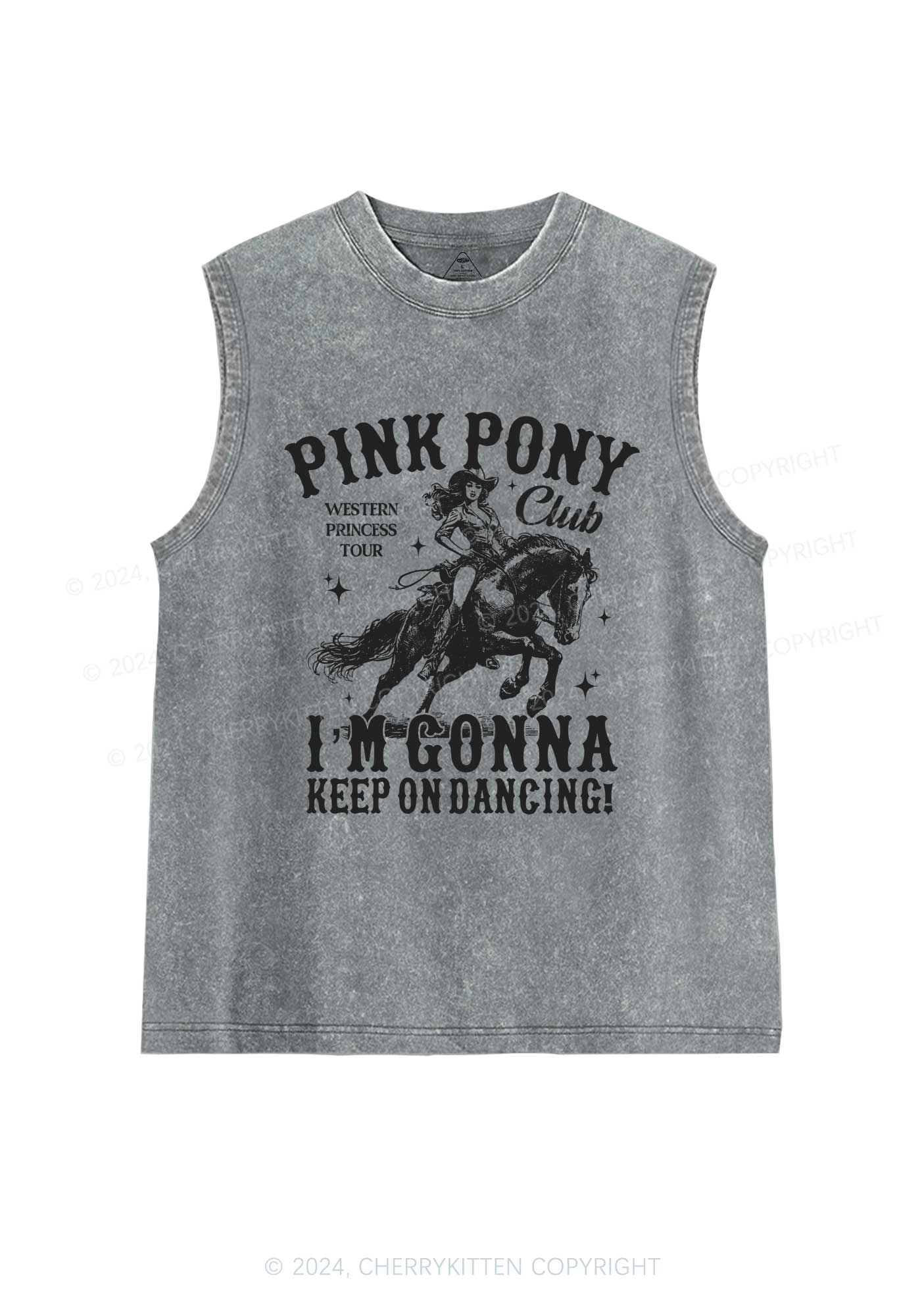 Im Gonna Keep On Dancing Y2K Washed Tank Cherrykitten
